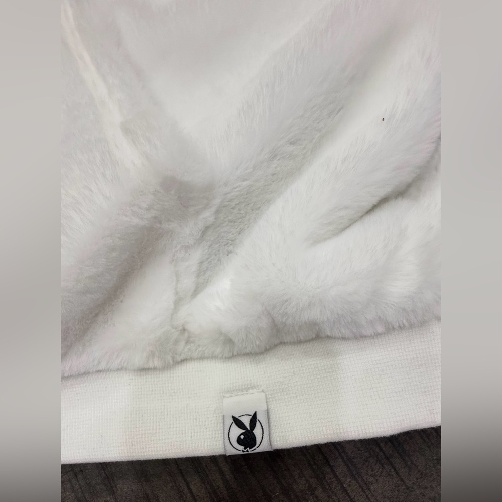 PLAYBOY White Zip-Up Sweater with Black Bunny Applique/LIMITED EDITION - Picture 3 of 8